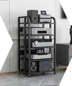 Support multimédia Support Audio Support multimédia AV à 5 Niveaux, Armoire stéréo Tour multimédia AV, Armoire de Rangement d'angle pour Composants stéréo pour Salon, Salle d'enregistrement