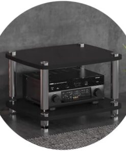 Ce Meuble de Rangement pour platines vinyles et amplificateurs, fabriqué en Panneaux de Fibres de Moyenne densité (MDF) et équipé de Pieds amortisseurs, est Un Choix idéal pour Ranger et Pro