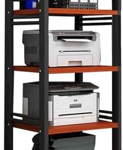Générique Support multimédia AV Ouvert, Support d'imprimante 4 Couches, Tour Audio avec Roues 360°, pour Salle d'enregistrement de Jeux, Charge monocouche 88 LB (Couleur 1)