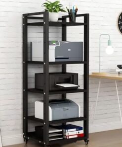 Étagère AV Hifi - Armoire Hi-Fi - Armoire à roulettes - 4, 5, 6, 7 niveaux - Très résistante - Pour la maison - Noir et blanc - Tour de rangement audio moderne - Noir - 5 attaches