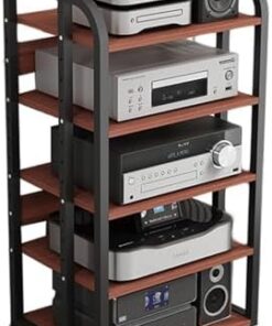 Support multimédia mobile moderne pour composants audio/vidéo, support audio, support pour CD, support d'angle, armoire pour composants, support stéréo, tour audio, étagère de rangement ouve