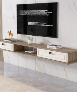 Console multimédia avec tiroir, Centre de Divertissement, Grand Meuble de Rangement pour télévision, étagère Audio/vidéo Murale à Usage Domestique, Support TV Flottant Mural, Armoire Murale