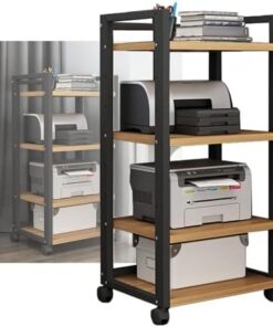Générique Support multimédia, Support d'imprimante à roulettes, Tour Audio avec étagères réglables en Hauteur, Support monocouche (66 LB), pour Salle d'enregistrement de Jeux (Noir)