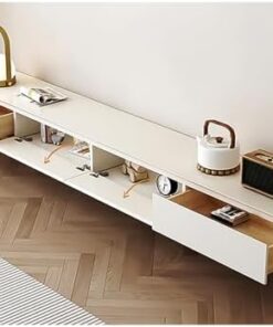 Générique Meuble TV sur Pied avec tiroirs de Rangement, Console TV en Bois, étagère Flottante TV Moderne, Table TV Centrale de Divertissement Blanche, étagère Murale TV pour Salon (180 x 43 x 40 cm)