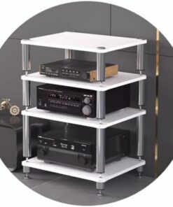 Étagère AV avec Pieds amortisseurs - Support HiFi à 4 Niveaux pour Composants Audio/vidéo, Support pour Tourne-Disque et Meuble - Support HiFi