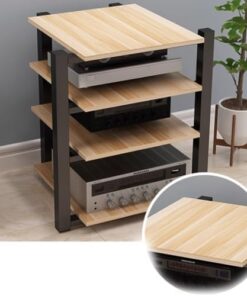 Étagère HiFi 4 Niveaux, Meuble Audio Ouvert, Meuble Audio/vidéo au Sol, Meuble pour amplificateur de Puissance, pour la Maison