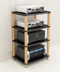 Meuble de Rangement HiFi 3/4 Niveaux, Meuble de Rangement AV, Support d'amplificateur, étagère Audio-vidéo pour Lecteur de disques, récepteur stéréo (Noir, 4 Niveaux)