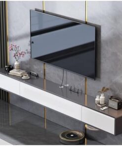 Générique Meuble TV Flottant Meuble TV Mural Console multimédia TV avec Trous pour câbles Meuble TV Flottant Grand Banc de Rangement TV sous 3 tiroirs (A, 180 * 20 * 24 cm)