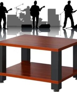 Meuble de Rangement multimédia HiFi à 2, 3 ou 4 Niveaux, Support pour Tourne-Disque, Support pour équipement audiovisuel Absorbant Les Chocs, Support multimédia Ouvert et Mobile (Teck, 60 x