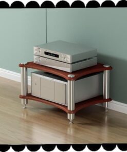 Générique Étagère HiFi à 1, 2, 3 ou 4 Niveaux, Support pour Tourne-Disque, Console multimédia, Meuble Audio-vidéo sur Pied, Meuble pour Composants stéréo (Noyer Clair, 1 Niveau - 10 cm de Hauteur)