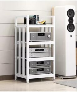 Générique HiFi Racks 4 Niveaux Audio Video Tower Rack Media Components Storage Unit, Meuble stéréo Moderne pour Home cinéma Office Club, Étagère d'angle en Bois Centre de Divertissement Amplificateur
