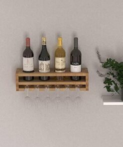 Homemania Porte-Bouteilles Poseidon - Cave à Vin, Porte-Verre - pour la Cuisine, le Salon - Bois en Bois, 48 X 13,8 X 12cm