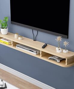 Meuble TV flottant mural, meuble TV à étagères, console TV en bois pour salon, salle de divertissement, bureau, unité de divertissement moderne, économiseur d'espace (couleur : blanc, taille