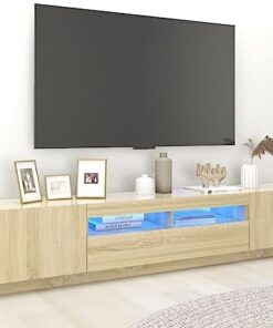 Générique Meuble TV LED pour téléviseurs jusqu'à 80 Pouces et Plus, Centre de Divertissement de 300 cm de Long, Table Console TV Moderne séparable pour Salon, Chambre à Coucher (Noir)