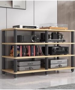 Support HiFi à 4 Niveaux pour Divertissement à Domicile, Support multimédia TV stéréo, Tour d'angle pour Audio et vidéo, Armoire pour Composants, Tourne-Disque, amplificateur, récepteur, éta