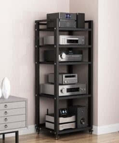 Générique Support multimédia pour Composants Audio-vidéo, équipement stéréo, Consoles de Jeu, appareils de Streaming, étagère réglable à 5 Niveaux (Couleur : B)