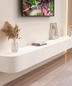 Générique Meuble TV Suspendu, Meuble TV Mural, Meuble TV Flottant, Console multimédia de Divertissement, étagères flottantes avec Porte, pour clapier de Rangement sous TV (Blanc, 140x20x24CM)