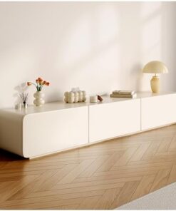 Générique Meuble TV sur Pied Blanc avec tiroirs, Trou pour câbles, Grand Meuble de Rangement pour TV, Console multimédia de Centre de Divertissement Moderne, Plateaux TV en Bois, Table TV pour Salon,