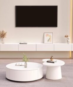 (FR:Meuble TV Flottant à Fixation Murale, Console multimédia TV avec Porte, Grand Banc de Rangement pour Salon (Taille : 160 cm/62,9")")