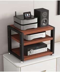 Support d'imprimante avec étagère multimédia Mobile Support Audio vidéo à 3 Niveaux pour Bureau à Domicile ou Centre de Divertissement
