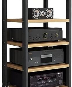 Support multimédia AV à 5 niveaux, meuble d'angle en bois, support audio stéréo, support multimédia multifonctionnel, lecteur CD pour la maison/le bureau (couleur : Style-4, taille : 60 x 40