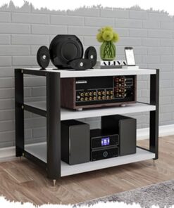 Meuble Audio HiFi à 2, 3 ou 4 Niveaux, Meuble de Rangement multimédia AV, Tour Audio, Support pour Lecteur DVD, étagère en Bois et Cadre en Acier, Meuble pour Composants stéréo