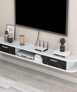 Meuble TV flottant Étagère TV murale Centre de divertissement, Meuble étagère TV flottant pour unité de rangement Console audio/vidéo Boîte à câbles Console multimédia (Couleur : Gris, Taill