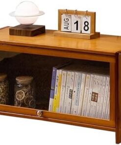 Générique Table TV avec Porte Rabattable, Console multimédia en Bambou, Petit Centre de Divertissement, Meuble TV, Supports TV pour Chambre, Salon, Bureau (Taille : 80 cm/31,5 Pouces)