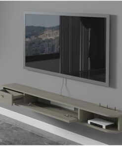Générique Meuble TV Mural Meuble TV Flottant Meuble de Rangement Suspendu pour Centre de Divertissement multimédia avec Portes et tiroirs (140 x 23,7 x 16 cm)
