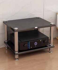 Meuble de Rangement multimédia de Divertissement Moderne avec Support AV à 4 Niveaux pour système stéréo Domestique, Grand Support Audio vidéo pour Salle d'enregistrement de Jeux en Direct (