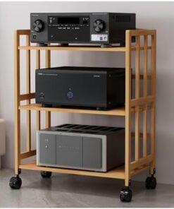 Étagère Audio en Bois à 5 Niveaux avec Support de Platine Amovible pour Salon et Bureau Étagère d'angle pour TV, stéréo, Support d'étagère Flottante, étagère de Rangement 158 cm (h) x 80 cm