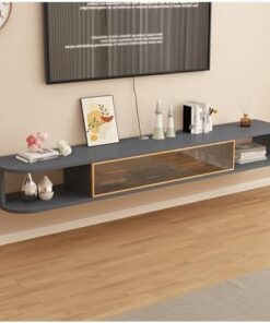 Générique Meuble TV avec Porte vitrée, Meuble TV Suspendu, Meuble de Divertissement, Console multimédia de Salon, Petit Meuble de Rangement pour Appartement (Couleur : Gris-B, Taille : 100 cm)