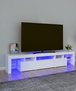 Générique Meuble TV Moderne avec lumières LED, Meuble TV 200 cm avec Rangement, Console TV, Centre de Divertissement pour Salon (chêne fumé)