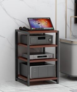 Support multimédia AV, étagère d'angle pour Tourne-Disque, Meuble stéréo, Rack Audio, Tour de Composants, étagères en Bois réglables en Hauteur pour la Maison, Le Bureau ou Le cinéma