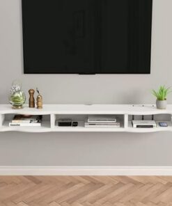 Support TV Flottant, étagère TV Murale, Centre multimédia de Divertissement, unité TV, Support d'équipement Audio et vidéo pour Salle multimédia, Salle de Jeux et Maison, pour téléviseurs de