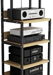 Support multimédia AV à 3/4/5 Niveaux, Support multimédia Audio vidéo Moderne avec étagères réglables, Petit Support de Divertissement, roulettes, Parfait pour la Maison/Le Bureau/Le cinéma