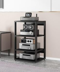 Support d'imprimante avec Support multimédia Mobile Support Audio vidéo pour Composants stéréo Meuble de Divertissement d'angle sur Pied avec Support de Lecteur CD Support d'étagère de Range