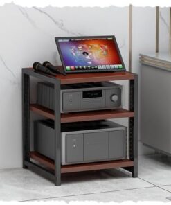 Meuble de Rangement multimédia réglable en Bois à 4/5/6 Niveaux avec Support stéréo pour Coin de Maison Marron 40 cm Support multimédia AV pour Composants Audio vidéo