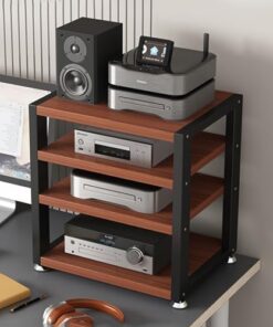 Meuble Audio Ouvert à 3/4 Niveaux, Meuble stéréo Multifonction pour la Maison, Le Bureau et Le cinéma. Meuble de Rangement multimédia.
