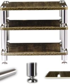 Support multimédia HiFi 24 Pouces Support multimédia Étagères de Rangement multimédia Tour Audio vidéo Support multimédia AV en Bois pour composant stéréo de Divertissement avec Coussinets a
