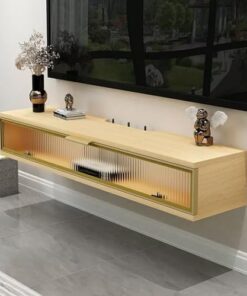 Meuble TV suspendu, meuble TV flottant, meuble TV mural en bois massif avec tiroirs rabattables pour téléviseurs de 32 à 65 pouces, étagère murale moderne pour chambre à coucher, salon, sall