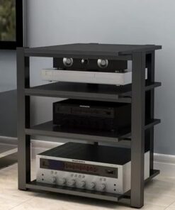 Étagère HiFi 4 Niveaux, Meuble Audio Ouvert, Meuble Audio/vidéo au Sol, Meuble pour amplificateur de Puissance, pour la Maison