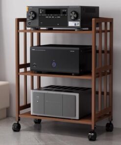 Générique Armoires stéréo pour la Maison, Petit Support Audio Mobile Moderne sur roulettes, Support multimédia AV de Grande capacité pour Tourne-Disque, Platine vidéo (L-50CM)