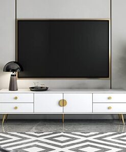 Générique Meuble TV de Divertissement Moderne avec 5 armoires de Rangement - Console TV en Bois pour Salon Chambre - Meuble TV Minimaliste pour décodeur multimédia