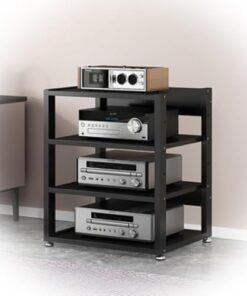 Générique Meuble de Composants stéréo AV Moderne 3/4/5 Niveaux Petit Support Audio Support TV de Jeu Ouvert Tour Audio pour la Maison/Bureau/Audio vidéo/théâtre (Teck, 4 niveaux-50X40X69,5CM)