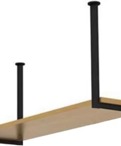 Étagère Flottante de Plafond, casiers à vin muraux avec Supports d'armoires en Fer métallique et étagères en Bois, Support Suspendu pour Bar café Cuisine (1 Couche 120x30x40cm)