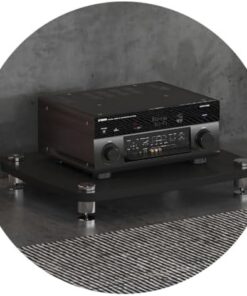 Meuble audio AV ShelfHIFI pour lecteur de disques en MDF avec pieds d'absorption des chocs - Couleur : noir - Dimensions : 60 x 48 x 10 cm