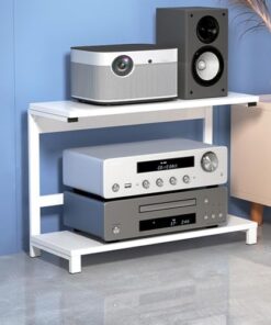 Générique Support Audio, Supports stéréo, Armoire AV, Support de Composants Audio d'angle en métal/bibliothèque pour Bureau de Chevet, Support multimédia Audio-vidéo avec Pieds antidérapants