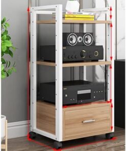 Support d'imprimante avec tiroir et roulettes Support multimédia Audio vidéo à 3/4/5 Niveaux pour Composants stéréo de Divertissement à Domicile
