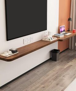 Meuble TV flottant, meuble TV mural, bureau, table, étagères flottantes, table d'appoint, console TV flottante, étagère murale, cloison pour la maison, le bureau et l'hôtel. (Droite, GOak-18